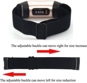 img 2 attached to Black Medium Adjustable Elastic Wrist/Ankle Band for Fitbit Charge 4/Charge 4 SE/Charge 3/Charge 3 SE - Stretchy Band for Men and Women