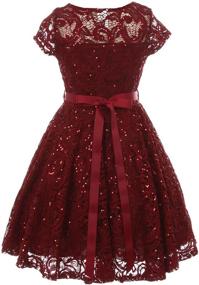 img 3 attached to 👗 Burgundy Glitter Holiday Girls' Dress: BNY Corner Clothing Collection