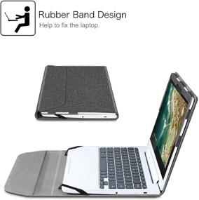 img 1 attached to 🔒 Fintie Portfolio Sleeve Case for 11.6" Lenovo Chromebook Flex 3 / C330 - Premium PU Leather Protective Cover, Gray (NOT Compatible with N20p/N21/N22/N23/300E/500E)