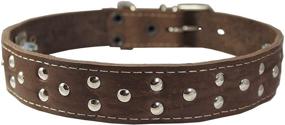 img 2 attached to 🐶 21.5" x 1.5" Wide Genuine Leather Studded Dog Collar – Fits 13"-17" Neck – Brown – Ideal for Training and Control