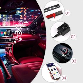 img 1 attached to 🚗 Ajaol Car Interior Lights LED Strip Bluetooth Sync to Music, 48 LED APP Wireless Control Multicolor Car LED Strip Light DIY Color LED Under Dash Lighting Kits for Auto Atmosphere Strip, USB DC 5V