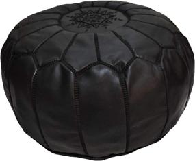 img 4 attached to 🪑 D.Art Group Moroccan Pouf - Premium Goatskin Leather - Bohemian Living Room Decor - Hassock & Ottoman Footstool - Round Large Ottoman Pouf - Unstuffed (Black)