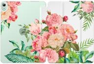 🌸 dadanism clear case for ipad air 4 2020 (a2316 a2324 a2325 a2072), slim smart shell stand cover, ipad air 4 case 10.9 inch, auto wake/sleep, blooming bouquet logo