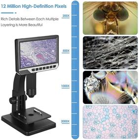 img 2 attached to 🔬 Vogvigo 7" LCD Digital Microscope with 32GB SD Card - USB Microscope 2000x Magnification - HD 1080P Camera - Capture Pictures &amp; Videos - Double Lens - 11 LED Lights