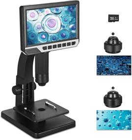 img 4 attached to 🔬 Vogvigo 7" LCD Digital Microscope with 32GB SD Card - USB Microscope 2000x Magnification - HD 1080P Camera - Capture Pictures &amp; Videos - Double Lens - 11 LED Lights