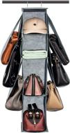 maximize closet space with saverho hanging purse organizer - 10 compartment handbag storage solution (grey) logo