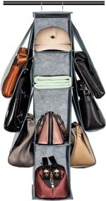 img 4 attached to Maximize Closet Space with SAVERHO Hanging Purse Organizer - 10 Compartment Handbag Storage Solution (Grey)