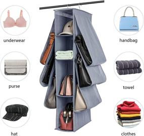 img 2 attached to Maximize Closet Space with SAVERHO Hanging Purse Organizer - 10 Compartment Handbag Storage Solution (Grey)