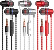 vpb v1 headphones with remote &amp; microphone, in-ear earphone, stereo sound, noise isolation, tangle-free, compatible with ios and android smartphones, laptops, gaming (3 colorful pairs) logo