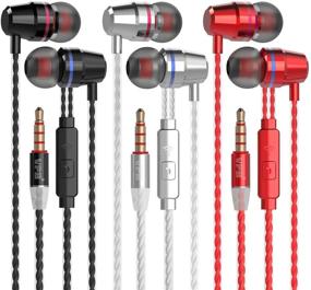 img 4 attached to VPB V1 Headphones with Remote &amp; Microphone, In-Ear Earphone, Stereo Sound, Noise Isolation, Tangle-Free, Compatible with iOS and Android Smartphones, Laptops, Gaming (3 Colorful Pairs)