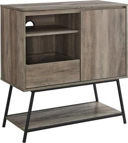 img 1 attached to 🔲 Grey Wash Modern Rectangle Sideboard with Record Player Storage Entryway Serving Storage Cabinet Doors Dining Room Console, 30-Inch