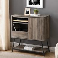 🔲 grey wash modern rectangle sideboard with record player storage entryway serving storage cabinet doors dining room console, 30-inch логотип