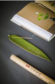 img 2 attached to 🍃Подставка для инсценза Лайсса Incense Holder - ручная керамическая подставка для палочек инсценза с дизайном из бамбукового листа (зеленая) - 1 штука