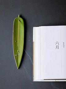img 3 attached to 🍃Подставка для инсценза Лайсса Incense Holder - ручная керамическая подставка для палочек инсценза с дизайном из бамбукового листа (зеленая) - 1 штука