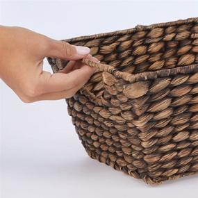 img 1 attached to 📦 mDesign Dark Brown Woven Hyacinth Closet Storage Organizer Basket Bin - 4 Pack for Versatile Kitchen, Pantry, Bathroom, Laundry Room, Closets, Garage Organization