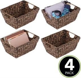 img 3 attached to 📦 mDesign Dark Brown Woven Hyacinth Closet Storage Organizer Basket Bin - 4 Pack for Versatile Kitchen, Pantry, Bathroom, Laundry Room, Closets, Garage Organization