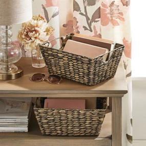 img 2 attached to 📦 mDesign Dark Brown Woven Hyacinth Closet Storage Organizer Basket Bin - 4 Pack for Versatile Kitchen, Pantry, Bathroom, Laundry Room, Closets, Garage Organization