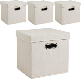 img 4 attached to MAXIMIZE Cube Storage Bins with Lids - 11 inch Collapsible Cubby Bins - 12x12 11x11 Fabric Baskets for Closet Organizer - Storage Cubes, Cubbies & More!