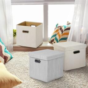 img 3 attached to MAXIMIZE Cube Storage Bins with Lids - 11 inch Collapsible Cubby Bins - 12x12 11x11 Fabric Baskets for Closet Organizer - Storage Cubes, Cubbies & More!