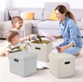 img 2 attached to MAXIMIZE Cube Storage Bins with Lids - 11 inch Collapsible Cubby Bins - 12x12 11x11 Fabric Baskets for Closet Organizer - Storage Cubes, Cubbies & More!