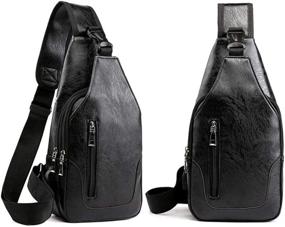 img 3 attached to Leather Shoulder Backpack Resistant Crossbody