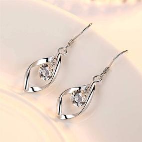 img 1 attached to 👂 Stylish and Timeless UEUC Classic Doule/Single Linear Loops 14K Sterling Silver Twist Wave Earrings for Women Girls