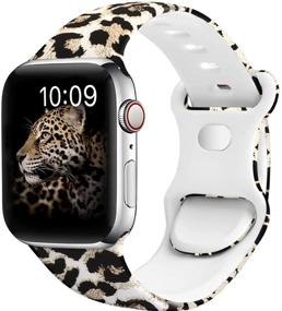 img 4 attached to Элегантные цветочные ремешки для женщин: OriBear совместимы с Apple Watch Band 40mm 38mm - мягкий силиконовый ремешок с узором печати для замены Iwatch Series 4/3/2/1 - S/M - Романтические цветы, сексуальный леопард.