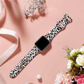 img 3 attached to Элегантные цветочные ремешки для женщин: OriBear совместимы с Apple Watch Band 40mm 38mm - мягкий силиконовый ремешок с узором печати для замены Iwatch Series 4/3/2/1 - S/M - Романтические цветы, сексуальный леопард.