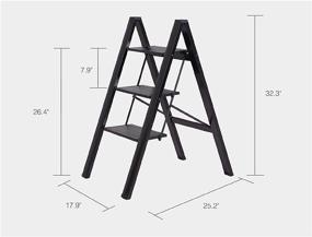 img 3 attached to ZUZHII 3-Step Aluminum Lightweight Folding Step Stool Ladder - Anti-Slip, Expanded Pedal - 330lbs Capacity - Home & Kitchen - Black