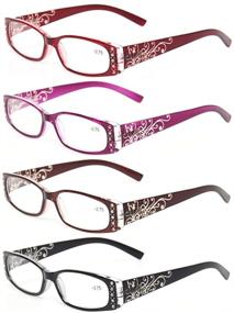 img 4 attached to 👓 Stylish Laser Pattern Ladies Reading Glasses with Spring Hinge - 4 Pairs by Kerecsen