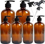 🧴 youngever empty glass pump bottles - 6 pack, refillable soap dispenser set with 2 x 16 ounce and 4 x 8 ounce amber bottles logo