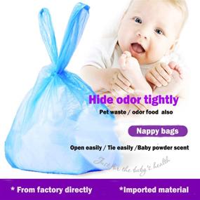 img 2 attached to Пакеты для одноразовых подгузников для младенцев - запахообразующие мешки для подгузников с ароматом свежего детского порошка, 540 штук (180 пакетов) - синие