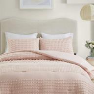 🛏️ comfort spaces phillips comforter - reversible 100% cotton jacquard tufted chenille dots - ultra-soft overfilled down alternative - hypoallergenic all season bedding set - full/queen size - phillips - blush logo