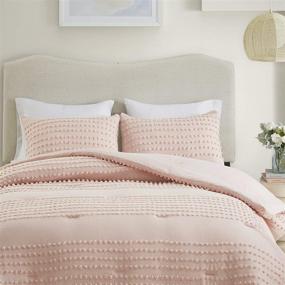 img 4 attached to 🛏️ Comfort Spaces Phillips Comforter - Reversible 100% Cotton Jacquard Tufted Chenille Dots - Ultra-Soft Overfilled Down Alternative - Hypoallergenic All Season Bedding Set - Full/Queen Size - Phillips - Blush