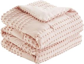 img 1 attached to 🛏️ Comfort Spaces Phillips Comforter - Reversible 100% Cotton Jacquard Tufted Chenille Dots - Ultra-Soft Overfilled Down Alternative - Hypoallergenic All Season Bedding Set - Full/Queen Size - Phillips - Blush