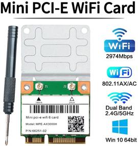 img 3 attached to 🔌 MPE-AX3000H Dual Band WiFi 6 Card | 802.11ac ax Wireless Half Mini PCI-E WiFi Card | PCI Express Network Adapter with BT5.0 | 2.4GHz 574Mbps & 5GHz 2.4Gbps(160MHz) Speeds | Windows 10 64 bit Compatible | Enhanced 7260HMW WiFi Card