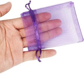 img 1 attached to YQL 100PCS 3x4inch Purple Sheer Organza Bags | Mini Organza Drawstring Bags for Jewelry, Wedding, Party, Valentine's Gift | Mesh Candy Pouches