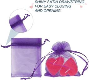 img 2 attached to YQL 100PCS 3x4inch Purple Sheer Organza Bags | Mini Organza Drawstring Bags for Jewelry, Wedding, Party, Valentine's Gift | Mesh Candy Pouches