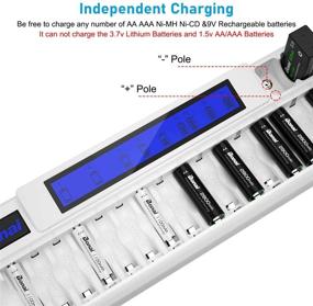 img 2 attached to 🔋 Зарядное устройство для перезаряжаемых батарей Bonai 16+2 отсека: быстрая зарядка с умным ЖК-дисплеем и сетевым адаптером переменного тока