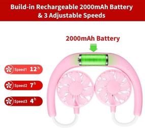 img 2 attached to Portable Neck Fan Rechargeable Personal Hand-Free Fan Mini USB Wearable Neckband Sport Fan Heating, Cooling & Air Quality and Household Fans