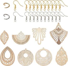 img 4 attached to Exquisite Burlywood Filigree Pendants for Stunning Wooden Earrings: Perfect for Beading & Jewelry Making