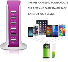 img 2 attached to 🔌 6-Port USB Wall Charger Desktop Charging Station: Quick Charge 2.1, Rose Red - Compatible with Phones, Tablets, Smartphones and More