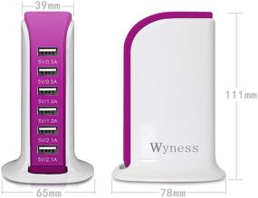 img 1 attached to 🔌 6-Port USB Wall Charger Desktop Charging Station: Quick Charge 2.1, Rose Red - Compatible with Phones, Tablets, Smartphones and More
