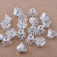 🌸 exquisite 100pcs silver plated filigree flower cup shape bead caps - ideal for jewelry making logo