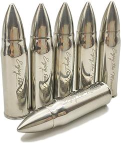 img 2 attached to 🥃 Large Laser Engraved Whiskey Stones – Set of 6 Stainless Steel Silver Bullet Chilling Rocks with Revolver Barrel Base – Reusable Ice Cubes, Chillers for Father's Day, Military Man – Perfect Birthday Gift