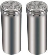 premium pack of 2 - 22 oz. stainless steel dredge salt / sugar / spice / pepper shaker set: convenient, multifunctional kitchen essential! logo