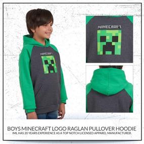 img 1 attached to 👕 Stylish Minecraft Green Raglan Pullover Hoodie for Boys - Shop Boys' Clothing, Fashion Hoodies & Sweatshirts