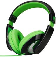 🎧 rockpapa adjustable on-ear stereo headphones for adults, kids, teens - heavy deep bass, compatible with mp3/4 dvd smartphones laptop tablet - suitable for car and airplane - stylish black-green design logo