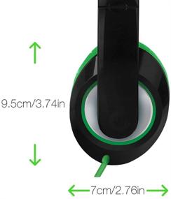 img 1 attached to 🎧 Rockpapa Adjustable On-Ear Stereo Headphones for Adults, Kids, Teens - Heavy Deep Bass, Compatible with MP3/4 DVD Smartphones Laptop Tablet - Suitable for Car and Airplane - Stylish Black-Green Design