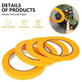 img 2 attached to 🚗 Fine Line Tape for Automotive Masking: 4 Rolls - DIY Car Making Auto Paint, Thin Lines, Paper Tape, 52 Yards - Yellow, 1/16, 1/8, 1/4 and 1/2 Inch